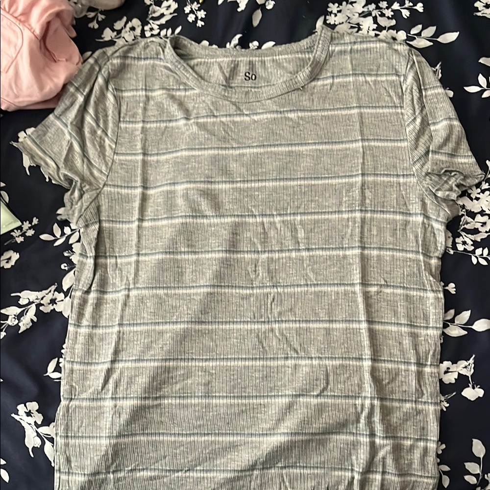 SO Gray and Tan Fitted Short Sleeve Tee